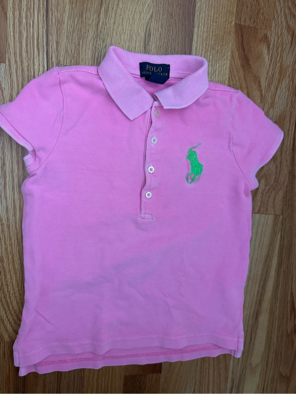 Polo Ralph lauren 5T hot pink polo shirt green embroidered girls short sleeve